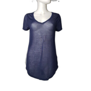 Y2K MUDD Sheer Navy Blue Scoop Neck Short Sleeve T Shirt Womens Size Medium
